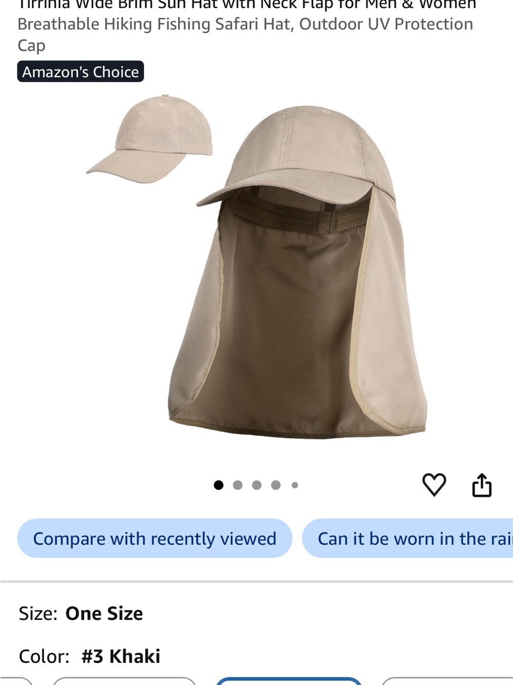 Kids Khaki Sun Hat with Neck Flap - UV Protection